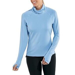 Coolibar Relay Pullover Top Women's XXL Long Sleeve UPF 50+ Beach Blue Mock Neck